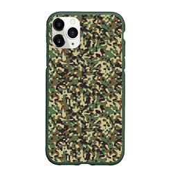 Чехол iPhone 11 Pro матовый Камуфляж Woodland мелкий, цвет: 3D-темно-зеленый