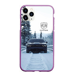 Чехол iPhone 11 Pro матовый Dodge in winter forest, цвет: 3D-фиолетовый