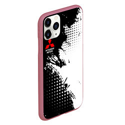 Чехол iPhone 11 Pro матовый Mitsubishi - черно-белая абстракция, цвет: 3D-малиновый — фото 2