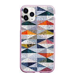 Чехол iPhone 11 Pro матовый Каменный разноцветный паттерн, цвет: 3D-розовый