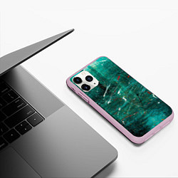 Чехол iPhone 11 Pro матовый Светло-зелёный туман, краски и царапины, цвет: 3D-розовый — фото 2