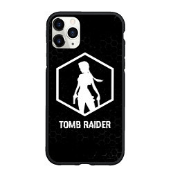 Чехол iPhone 11 Pro матовый Tomb Raider glitch на темном фоне