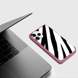 Чехол iPhone 11 Pro матовый Камуфляж зебры, цвет: 3D-малиновый — фото 2