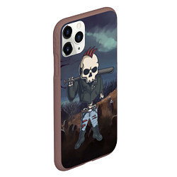 Чехол iPhone 11 Pro матовый Скелет панка, цвет: 3D-коричневый — фото 2
