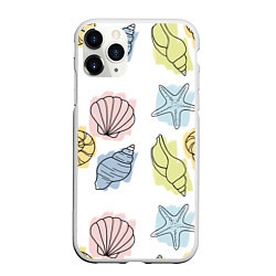 Чехол iPhone 11 Pro матовый Морские обитатели, цвет: 3D-белый