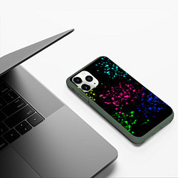 Чехол iPhone 11 Pro матовый Брызги неоновых красок, цвет: 3D-темно-зеленый — фото 2