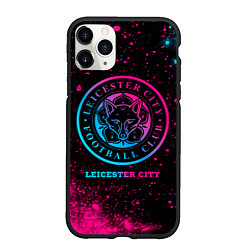 Чехол iPhone 11 Pro матовый Leicester City - neon gradient, цвет: 3D-черный