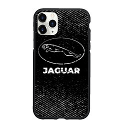 Чехол iPhone 11 Pro матовый Jaguar с потертостями на темном фоне