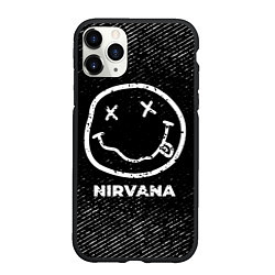 Чехол iPhone 11 Pro матовый Nirvana с потертостями на темном фоне, цвет: 3D-черный