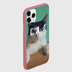 Чехол iPhone 11 Pro матовый Мем с котом - голод, цвет: 3D-малиновый — фото 2