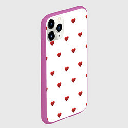 Чехол iPhone 11 Pro матовый Белая поляна с красными сердечками, цвет: 3D-фиолетовый — фото 2