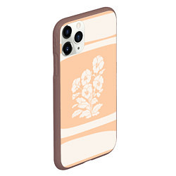 Чехол iPhone 11 Pro матовый Цветы на кремовом фоне, цвет: 3D-коричневый — фото 2