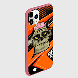 Чехол iPhone 11 Pro матовый Зомби с мозгами, цвет: 3D-малиновый — фото 2