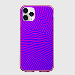 Чехол iPhone 11 Pro матовый Фиолетовые линии, цвет: 3D-малиновый
