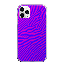 Чехол iPhone 11 Pro матовый Фиолетовые линии, цвет: 3D-светло-сиреневый