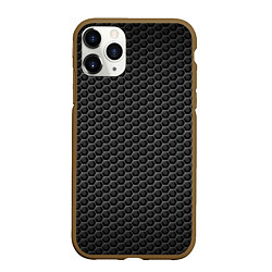 Чехол iPhone 11 Pro матовый Мелкие объёмные ячейки - оптическая иллюзия, цвет: 3D-коричневый