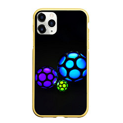 Чехол iPhone 11 Pro матовый Объёмные неоновые шары, цвет: 3D-желтый