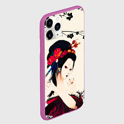 Чехол iPhone 11 Pro матовый Японская девушка, цвет: 3D-фиолетовый — фото 2