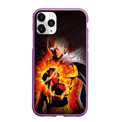 Чехол iPhone 11 Pro матовый One Punch-Man-красный кулак, цвет: 3D-фиолетовый