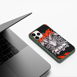 Чехол iPhone 11 Pro матовый Slipknot черепа, цвет: 3D-темно-зеленый — фото 2