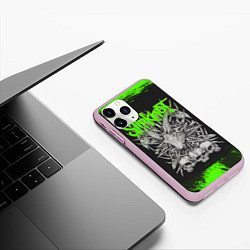 Чехол iPhone 11 Pro матовый Slipknot green logo, цвет: 3D-розовый — фото 2