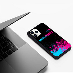 Чехол iPhone 11 Pro матовый Mass Effect - neon gradient: символ сверху, цвет: 3D-черный — фото 2