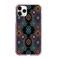 Чехол iPhone 11 Pro матовый Орнамент ацтеков - текстура, цвет: 3D-розовый