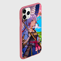 Чехол iPhone 11 Pro матовый Аяка с зонтиком, цвет: 3D-малиновый — фото 2