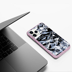 Чехол iPhone 11 Pro матовый Aesthetic visual art silver, цвет: 3D-розовый — фото 2