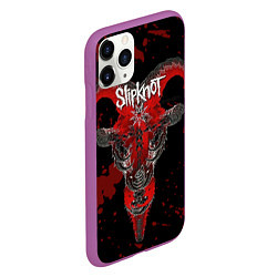 Чехол iPhone 11 Pro матовый Slipknot - красный козел, цвет: 3D-фиолетовый — фото 2