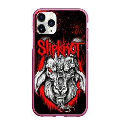 Чехол iPhone 11 Pro матовый Slipknot - красный козел, цвет: 3D-малиновый