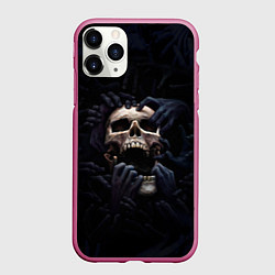 Чехол iPhone 11 Pro матовый Hands on skull, цвет: 3D-малиновый