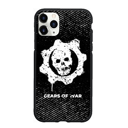 Чехол iPhone 11 Pro матовый Gears of War с потертостями на темном фоне, цвет: 3D-черный