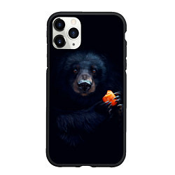 Чехол iPhone 11 Pro матовый Медведь с морковкой, цвет: 3D-черный