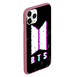 Чехол iPhone 11 Pro матовый BTS - Неоновый логотип, цвет: 3D-малиновый — фото 2