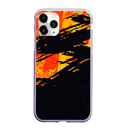 Чехол iPhone 11 Pro матовый Orange and black, цвет: 3D-светло-сиреневый