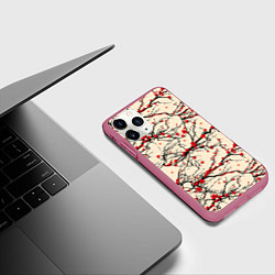 Чехол iPhone 11 Pro матовый Sakura flowers, цвет: 3D-малиновый — фото 2