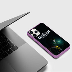 Чехол iPhone 11 Pro матовый Геншин - Тигнари, цвет: 3D-фиолетовый — фото 2