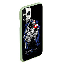 Чехол iPhone 11 Pro матовый Кратос,Атрей и Тор GoW Ragnarok, цвет: 3D-салатовый — фото 2