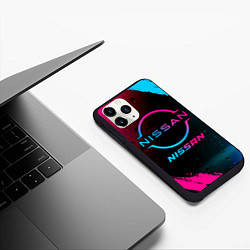 Чехол iPhone 11 Pro матовый Nissan - neon gradient, цвет: 3D-черный — фото 2