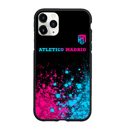 Чехол iPhone 11 Pro матовый Atletico Madrid - neon gradient: символ сверху, цвет: 3D-черный