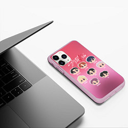 Чехол iPhone 11 Pro матовый Chibi Stray Kids, цвет: 3D-розовый — фото 2