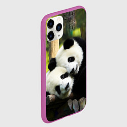 Чехол iPhone 11 Pro матовый Влюблённые панды, цвет: 3D-фиолетовый — фото 2