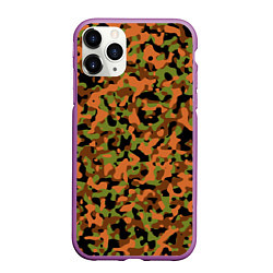 Чехол iPhone 11 Pro матовый Камуфляж осенний лес мелкий, цвет: 3D-фиолетовый