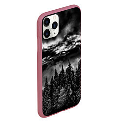 Чехол iPhone 11 Pro матовый Night Forest, цвет: 3D-малиновый — фото 2