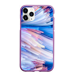 Чехол iPhone 11 Pro матовый Красочные линии, цвет: 3D-фиолетовый