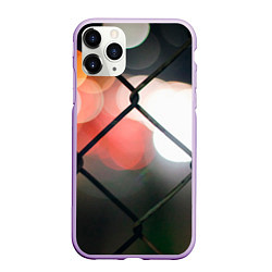 Чехол iPhone 11 Pro матовый Сетка на фоне боке, цвет: 3D-сиреневый