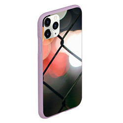 Чехол iPhone 11 Pro матовый Сетка на фоне боке, цвет: 3D-сиреневый — фото 2