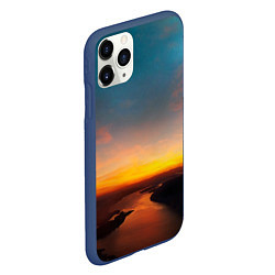 Чехол iPhone 11 Pro матовый Горная река на фоне заката, цвет: 3D-тёмно-синий — фото 2