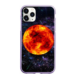 Чехол iPhone 11 Pro матовый Солнце, цвет: 3D-светло-сиреневый